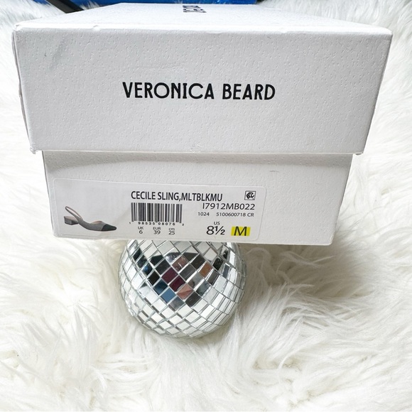 VERONICA BEARD Cecile Lurex Cap-toe Slingback Ballerina Kitten Heels 8.5 Italy - Picture 10 of 11